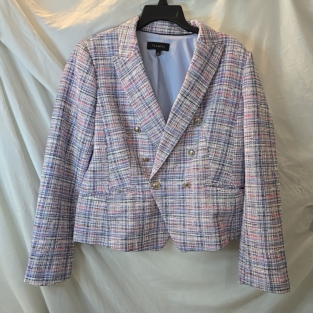 Talbots Pastel Tweed Double-Breasted Blazer in Pink, Blue, Lavender